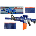 Puška so zásobníkom a nábojmi, 20 kusov - modro-oranžová